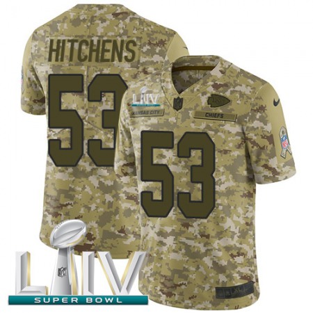 Nike Chiefs #53 Anthony Hitchens Camo Super Bowl LIV 2020 Youth Stitched NFL Limited 2018 Salute To Service Jersey