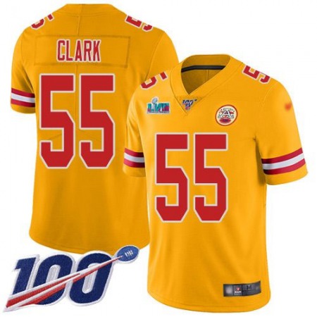 Nike Chiefs #55 Frank Clark Gold Super Bowl LVII Patch Youth Stitched NFL Limited Inverted Legend 100th Season Jersey