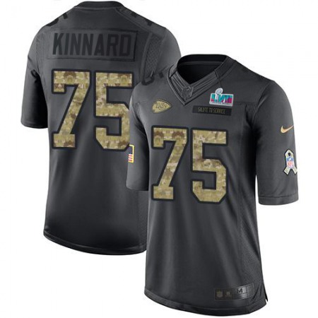 Nike Chiefs #75 Darian Kinnard Black Super Bowl LVII Patch Youth Stitched NFL Limited 2016 Salute to Service Jersey
