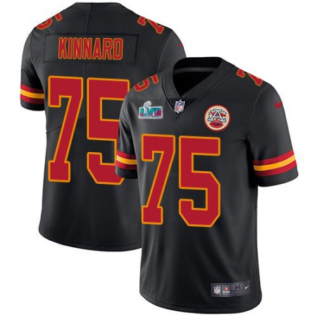 Nike Chiefs #75 Darian Kinnard Black Super Bowl LVII Patch Youth Stitched NFL Limited Rush Jersey