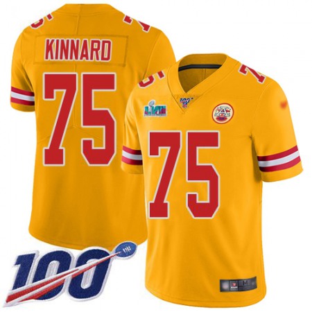 Nike Chiefs #75 Darian Kinnard Gold Super Bowl LVII Patch Youth Stitched NFL Limited Inverted Legend 100th Season Jersey
