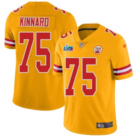 Nike Chiefs #75 Darian Kinnard Gold Super Bowl LVII Patch Youth Stitched NFL Limited Inverted Legend Jersey
