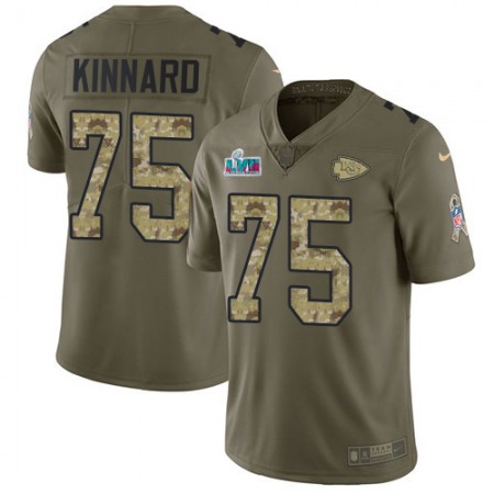 Nike Chiefs #75 Darian Kinnard Olive/Camo Super Bowl LVII Patch Youth Stitched NFL Limited 2017 Salute To Service Jersey