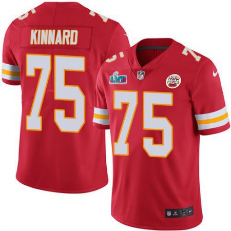 Nike Chiefs #75 Darian Kinnard Red Team Color Super Bowl LVII Patch Youth Stitched NFL Vapor Untouchable Limited Jersey