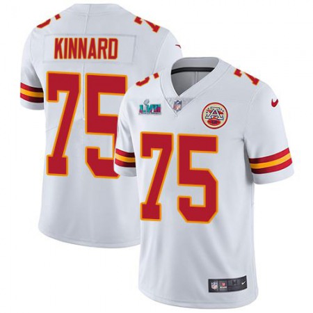 Nike Chiefs #75 Darian Kinnard White Super Bowl LVII Patch Youth Stitched NFL Vapor Untouchable Limited Jersey