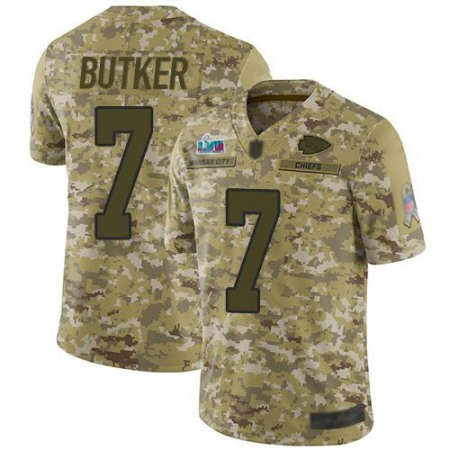 Nike Chiefs #7 Harrison Butker Camo Super Bowl LVII Patch Youth Stitched NFL Limited 2018 Salute To Service Jersey