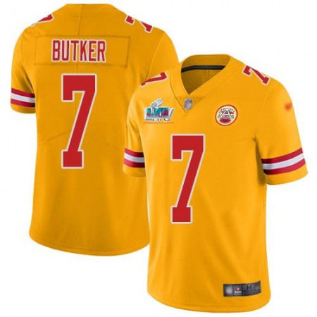 Nike Chiefs #7 Harrison Butker Gold Super Bowl LVII Patch Youth Stitched NFL Limited Inverted Legend Jersey