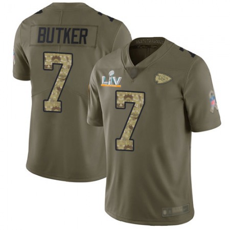 Nike Chiefs #7 Harrison Butker Olive/Camo Super Bowl LVII Patch Youth Stitched NFL Limited 2017 Salute To Service Jersey