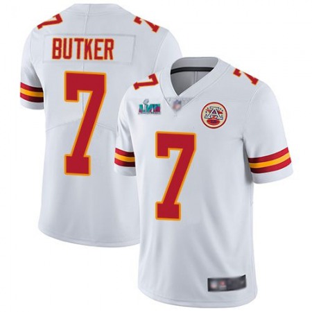 Nike Chiefs #7 Harrison Butker White Super Bowl LVII Patch Youth Stitched NFL Vapor Untouchable Limited Jersey