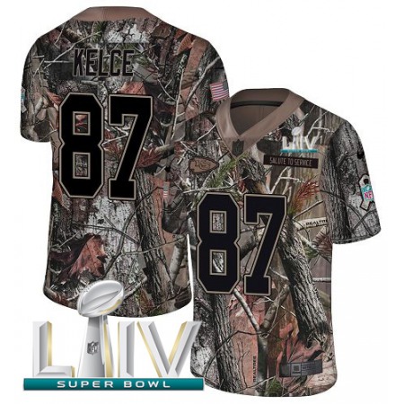 Nike Chiefs #87 Travis Kelce Camo Super Bowl LIV 2020 Youth Stitched NFL Limited Rush Realtree Jersey