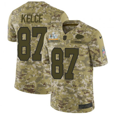Nike Chiefs #87 Travis Kelce Camo Youth Super Bowl LV Bound Stitched NFL Limited 2018 Salute To Service Jersey