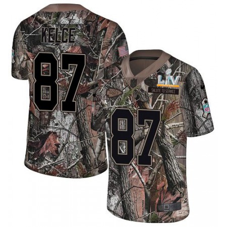 Nike Chiefs #87 Travis Kelce Camo Youth Super Bowl LV Bound Stitched NFL Limited Rush Realtree Jersey