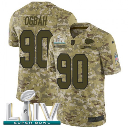 Nike Chiefs #90 Emmanuel Ogbah Camo Super Bowl LIV 2020 Youth Stitched NFL Limited 2018 Salute To Service Jersey