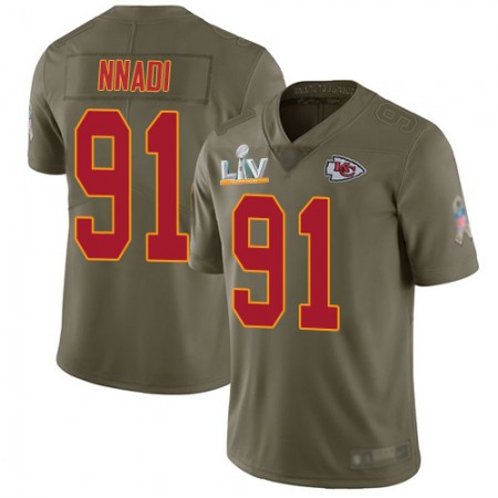 Nike Chiefs #91 Derrick Nnadi Olive Youth Super Bowl LV Bound Stitched NFL Limited 2017 Salute To Service Jersey