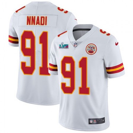 Nike Chiefs #91 Derrick Nnadi White Super Bowl LVII Patch Youth Stitched NFL Vapor Untouchable Limited Jersey