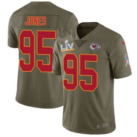 Nike Chiefs #95 Chris Jones Olive Youth Super Bowl LV Bound Stitched NFL Limited 2017 Salute To Service Jersey