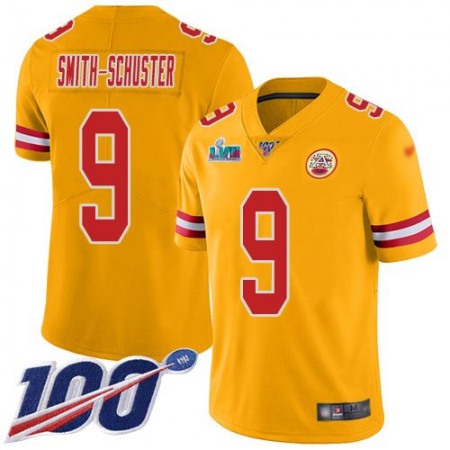 Nike Chiefs #9 JuJu Smith-Schuster Gold Super Bowl LVII Patch Youth Stitched NFL Limited Inverted Legend 100th Season Jersey