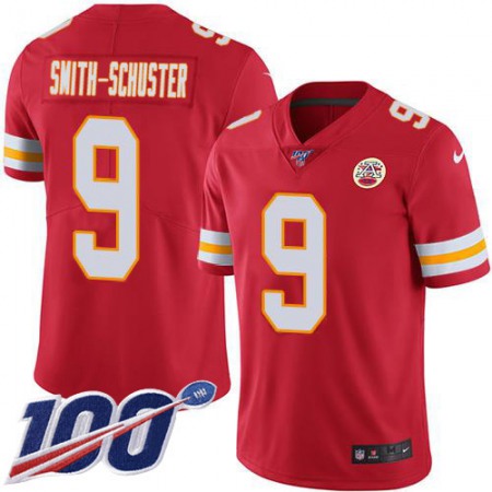 Nike Chiefs #9 JuJu Smith-Schuster Red Team Color Youth Stitched NFL 100th Season Vapor Limited Jersey