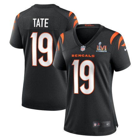 Cincinnati Bengals #19 Auden Tate White Super Bowl LVI Patch Nike Women's Game Jersey