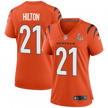 Cincinnati Bengals #21 Mike Hilton Orange Super Bowl LVI Patch Nike Women's Game Jersey