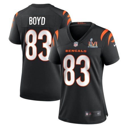 Cincinnati Bengals #83 Tyler Boyd White Super Bowl LVI Patch Nike Women's Game Jersey