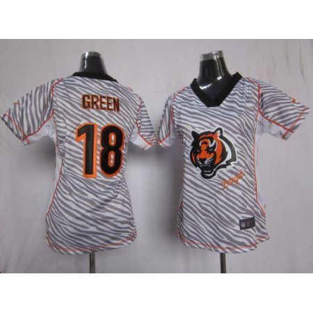 Nike Bengals #18 A.J. Green Zebra Women's Stitched NFL Elite Jersey