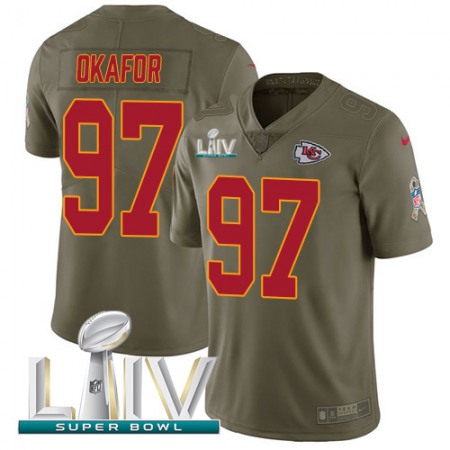 Nike Chiefs #97 Alex Okafor Olive Super Bowl LIV 2020 Youth Stitched NFL Limited 2017 Salute To Service Jersey