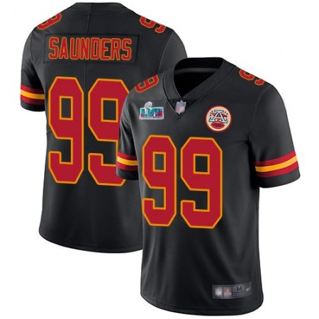 Nike Chiefs #99 Khalen Saunders Black Super Bowl LVII Patch Youth Stitched NFL Limited Rush Jersey