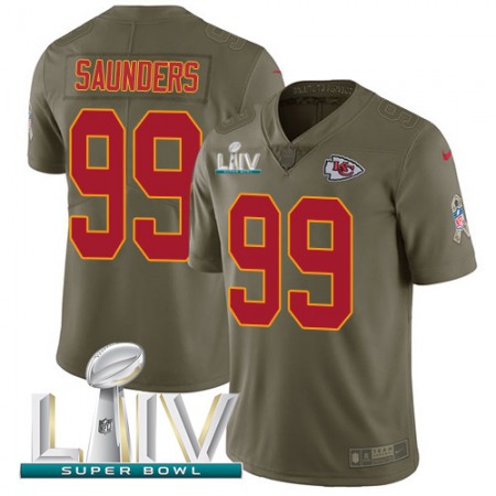 Nike Chiefs #99 Khalen Saunders Olive Super Bowl LIV 2020 Youth Stitched NFL Limited 2017 Salute To Service Jersey