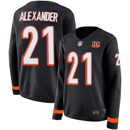 Nike Bengals #21 Mackensie Alexander Black Team Color Women's Stitched NFL Limited Therma Long Sleeve Jersey