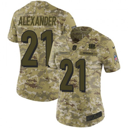 Nike Bengals #21 Mackensie Alexander Camo Women's Stitched NFL Limited 2018 Salute To Service Jersey