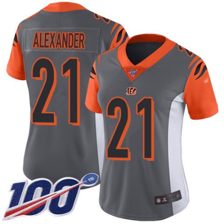 Nike Bengals #21 Mackensie Alexander Silver Women's Stitched NFL Limited Inverted Legend 100th Season Jersey