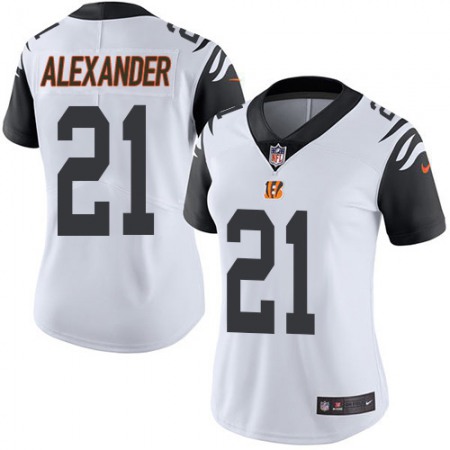 Nike Bengals #21 Mackensie Alexander White Women's Stitched NFL Limited Rush Jersey