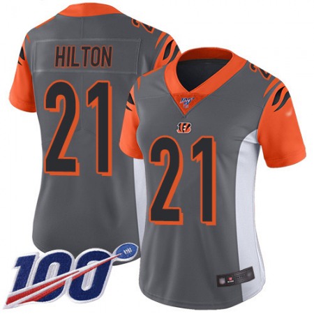 Nike Bengals #21 Mike Hilton Silver Women's Stitched NFL Limited Inverted Legend 100th Season Jersey