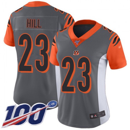 Nike Bengals #23 Daxton Hill Silver Women's Stitched NFL Limited Inverted Legend 100th Season Jersey
