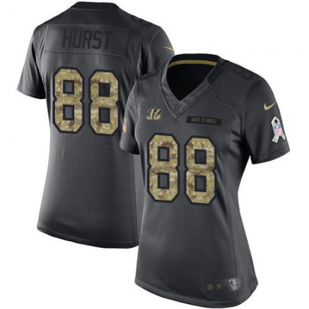 Nike Bengals #88 Hayden Hurst Black Women's Stitched NFL Limited 2016 Salute to Service Jersey