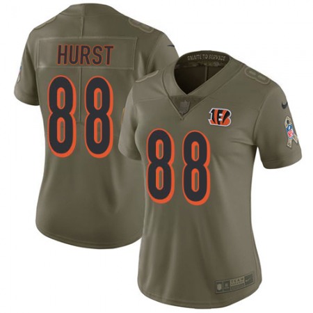 Nike Bengals #88 Hayden Hurst Olive Women's Stitched NFL Limited 2017 Salute To Service Jersey