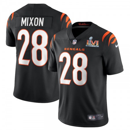 Cincinnati Bengals #28 Joe Mixon Black Super Bowl LVI Patch Youth Nike Vapor Limited Jersey