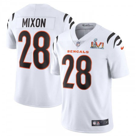 Cincinnati Bengals #28 Joe Mixon White Super Bowl LVI Patch Youth Nike Vapor Limited Jersey