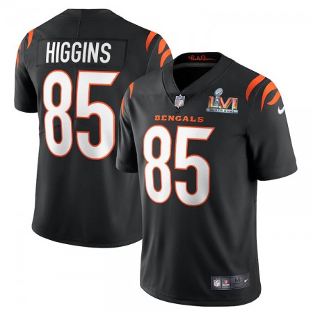 Cincinnati Bengals #85 Tee Higgins Black Super Bowl LVI Patch Youth Nike Vapor Limited Jersey