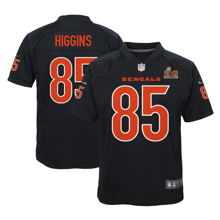 Cincinnati Bengals #85 Tee Higgins Black Youth Nike Super Bowl LVI Bound Game Fashion Jersey