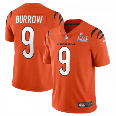 Cincinnati Bengals #9 Joe Burrow Orange Super Bowl LVI Patch Youth Nike Alternate Vapor Limited Jersey