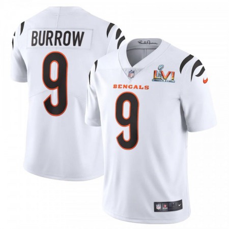 Cincinnati Bengals #9 Joe Burrow White Super Bowl LVI Patch Youth Nike Vapor Limited Jersey