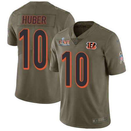 Nike Bengals #10 Kevin Huber Olive Super Bowl LVI Patch Youth Stitched NFL Limited 2017 Salute To Service Jersey