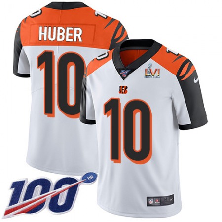 Nike Bengals #10 Kevin Huber White Super Bowl LVI Patch Youth Stitched NFL 100th Season Vapor Limited Jersey