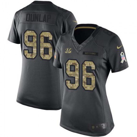 Nike Bengals #96 Carlos Dunlap Black Women's Stitched NFL Limited 2016 Salute to Service Jersey