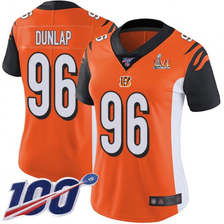 Nike Bengals #96 Carlos Dunlap Orange Super Bowl LVI Patch Alternate Women's Stitched NFL 100th Season Vapor Untouchable Limited Jersey