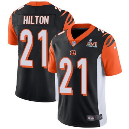 Nike Bengals #21 Mike Hilton Black Team Color Super Bowl LVI Patch Youth Stitched NFL Vapor Untouchable Limited Jersey