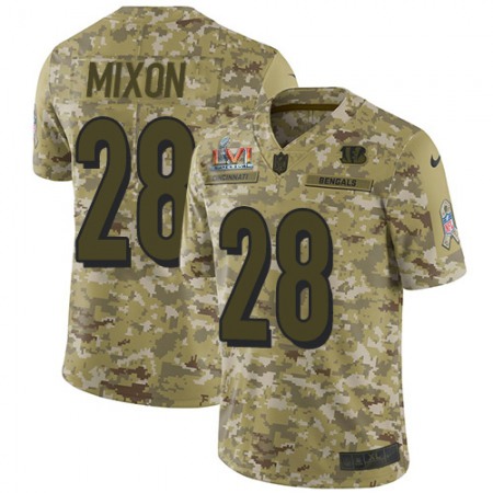 Nike Bengals #28 Joe Mixon Camo Super Bowl LVI Patch Youth Stitched NFL Limited 2018 Salute To Service Jersey