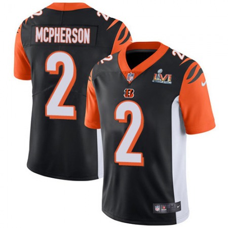 Nike Bengals #2 Evan McPherson Black Team Color Super Bowl LVI Patch Youth Stitched NFL Vapor Untouchable Limited Jersey